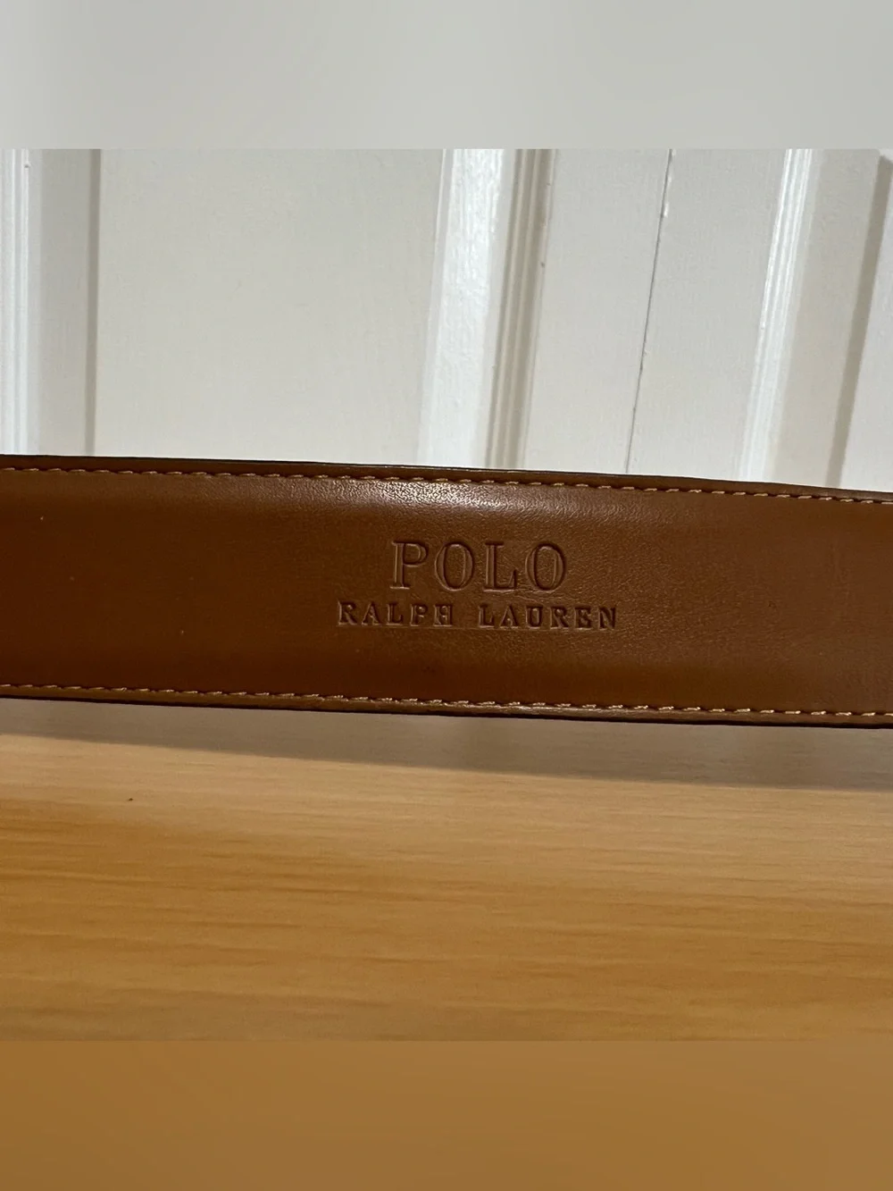 Polo Ralph Lauren Brown Croc-Embossed Leather Belt Silver Buckle Size 32